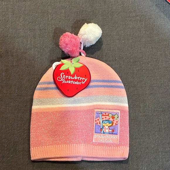 Pink Strawberry Shortcake Beanie with Pom Poms NWT - Picture 1 of 3